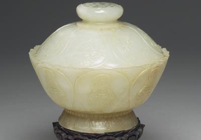 图片[2]-Jade offering bowl in lotus blossom shape, Qing dynasty (1644-1911)-China Archive